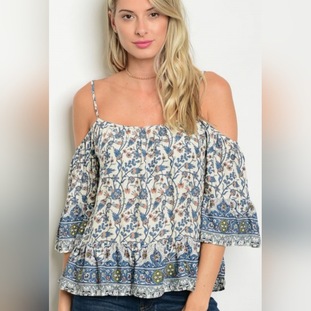GANJI LOS ANGELES WOMENS CROPPED COLD SHOULDER TOP WITH PEPLUM WAIST SIZE SMALL